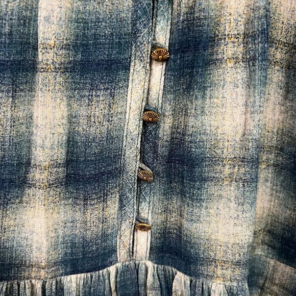 Anthropologie Maeve Cavalon Plaid Peplum Tunic Top Blue Size XSmall - Picture 5 of 9